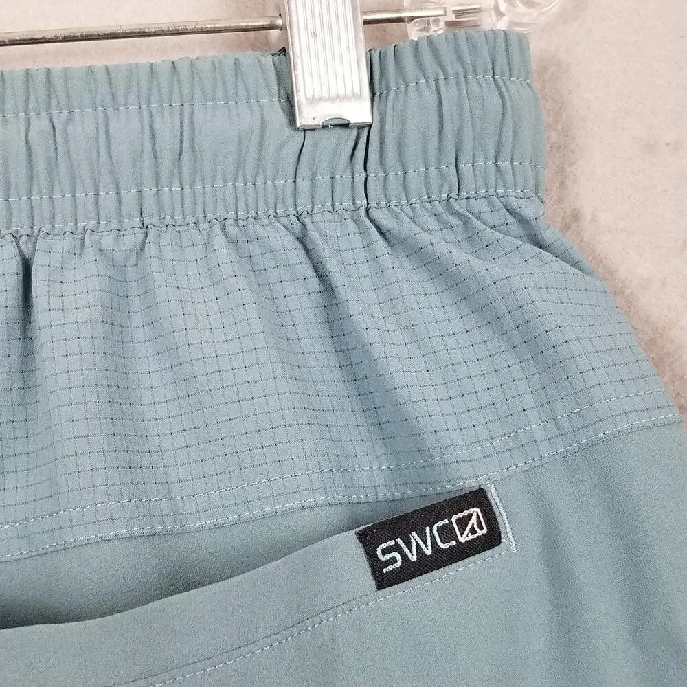 SWC Shorts Mens Medium Blue Quick Dry Stretch‎ Athletic Elastic Waist Running